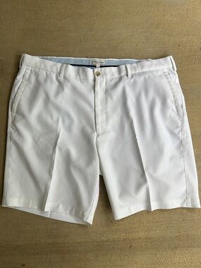 Peter Millar Crown Sport White Performance Golf Shorts Men’s 40 Flat Front